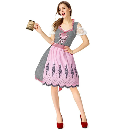 Dirndl à Volants en Rose pour Femme