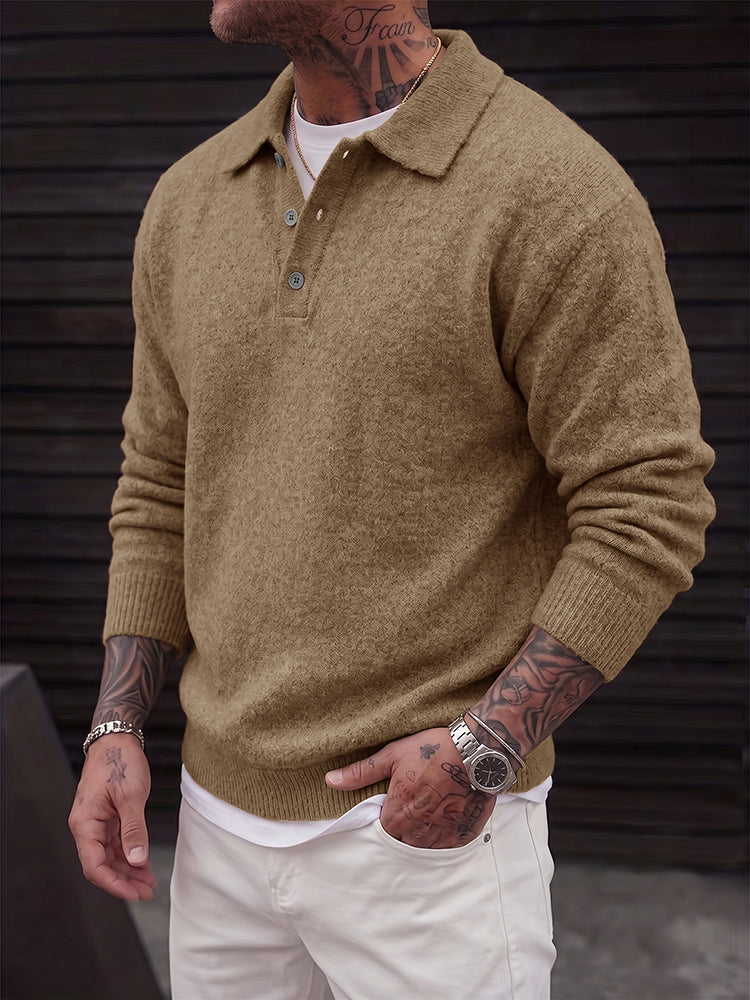 Polo Manches Longues en Maille pour Homme