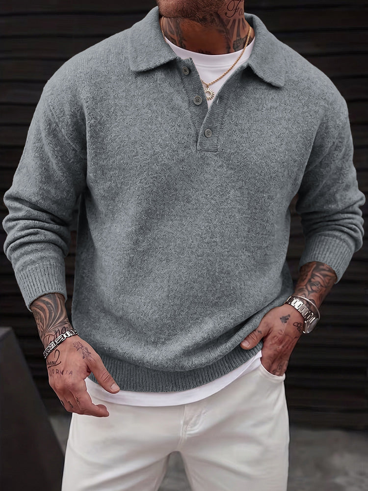 Polo Manches Longues en Maille pour Homme