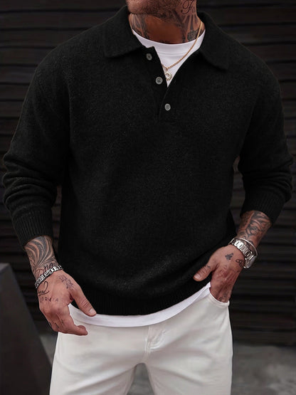 Polo Manches Longues en Maille pour Homme