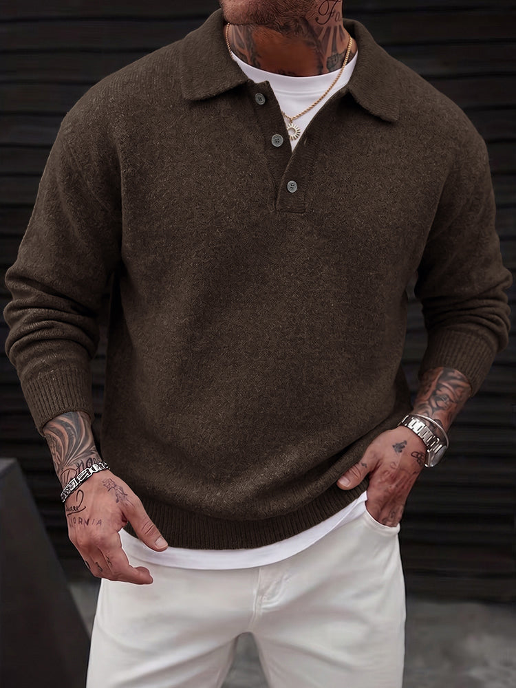 Polo Manches Longues en Maille pour Homme