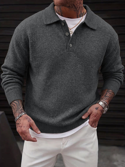 Polo Manches Longues en Maille pour Homme