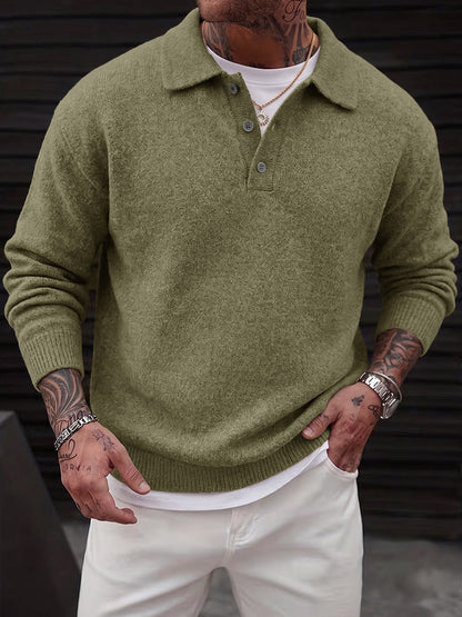 Polo Manches Longues en Maille pour Homme