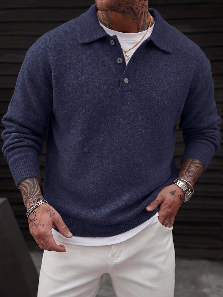 Polo Manches Longues en Maille pour Homme