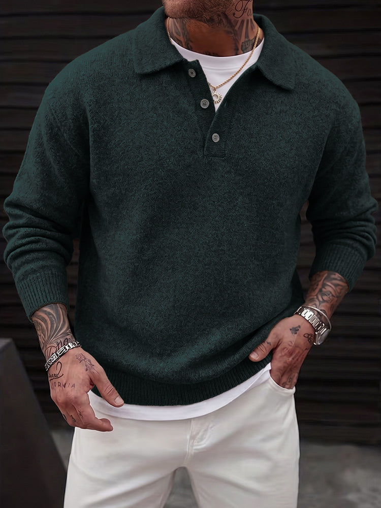 Polo Manches Longues en Maille pour Homme