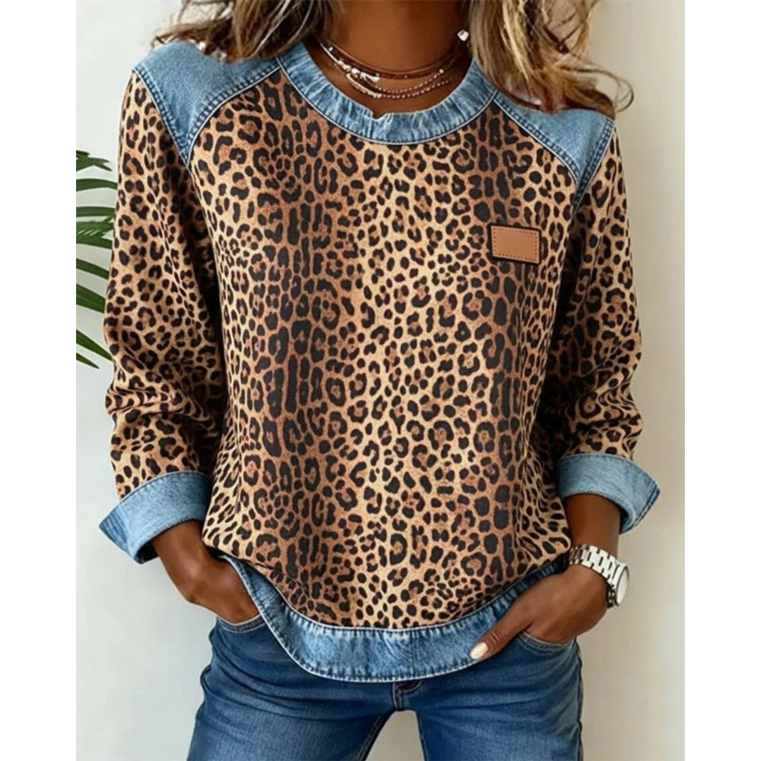 Pull en Maille à Imprimé Léopard pour Femme
