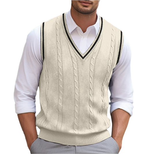 Gilet Sans Manches en Maille Torsadée pour Homme
