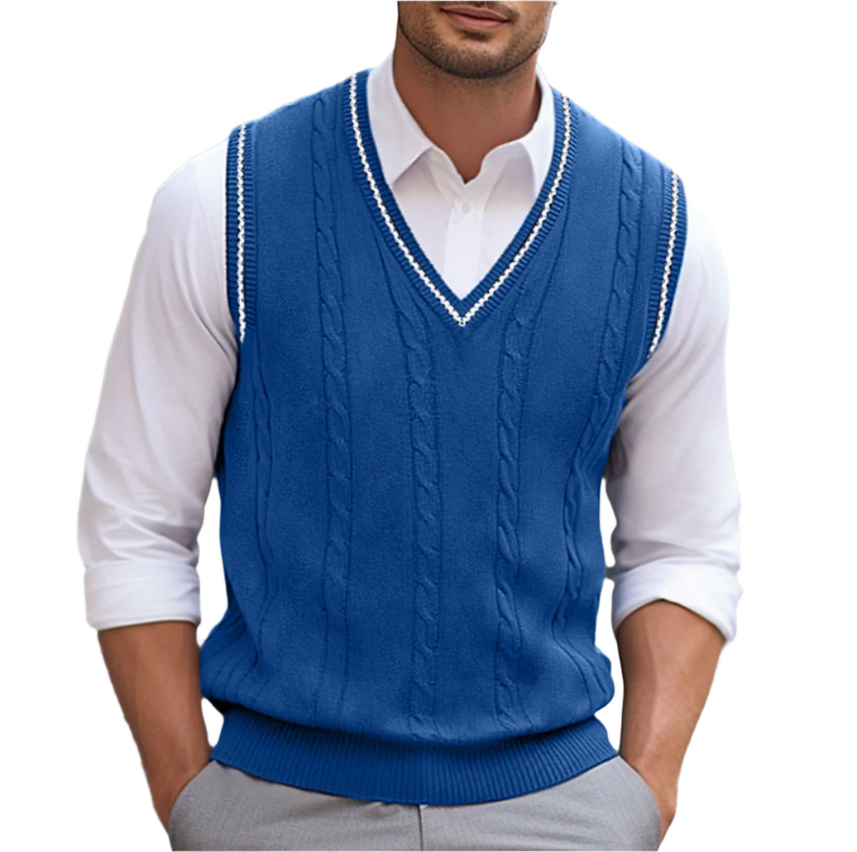 Gilet Sans Manches en Maille Torsadée pour Homme