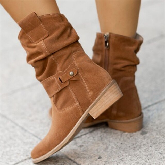 Bottes Mi-Mollet Souples en Daim pour Femme