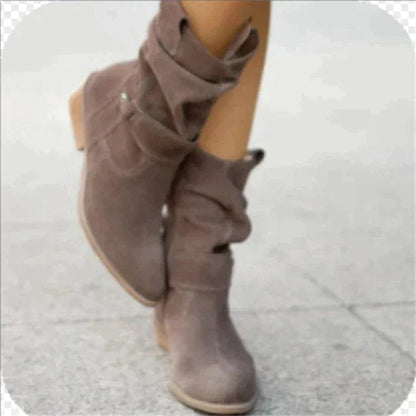 Bottes Mi-Mollet Souples en Daim pour Femme
