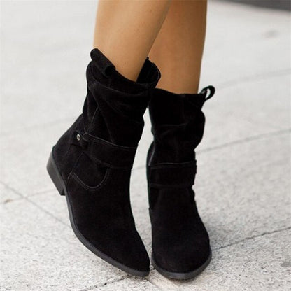 Bottes Mi-Mollet Souples en Daim pour Femme