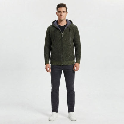 Sweat à Capuche Zippé pour Homme, Doublure en Laine