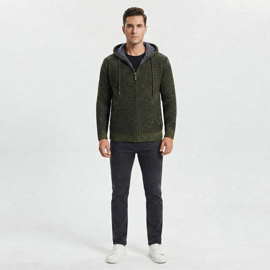 Sweat à Capuche Zippé pour Homme, Doublure en Laine