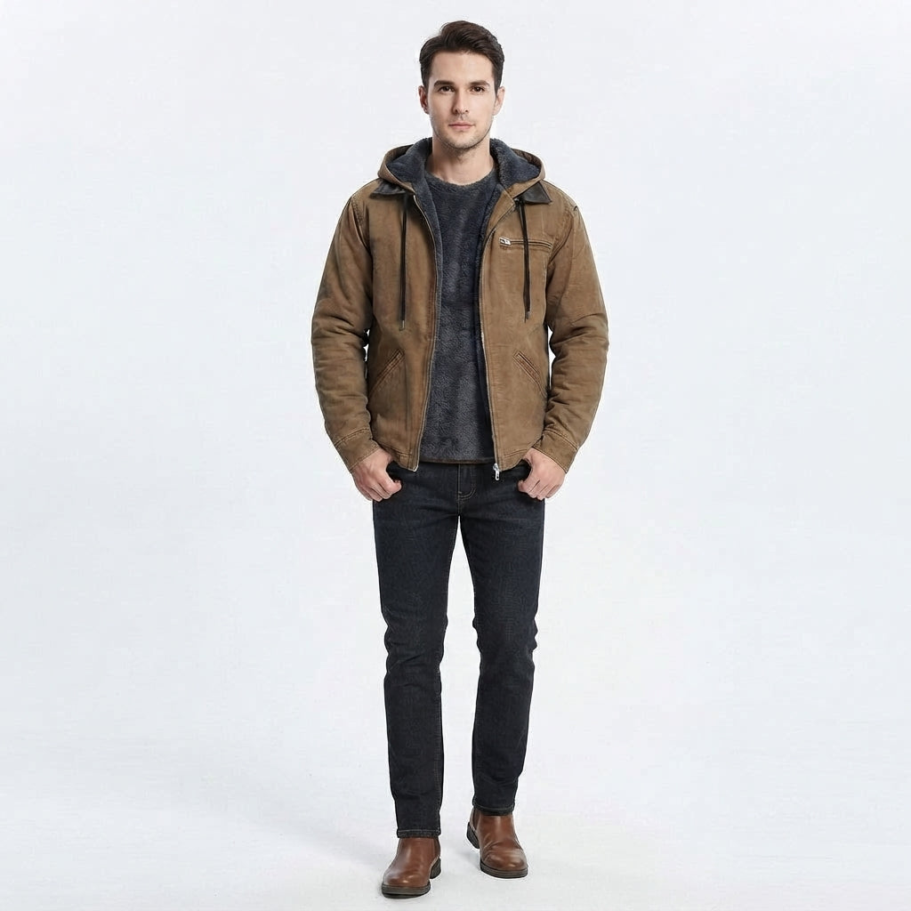 Veste d'Automne Ajustée à Poches pour Homme