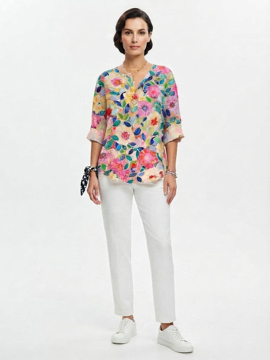 Blouse Fluide à Imprimé Floral pour Femme