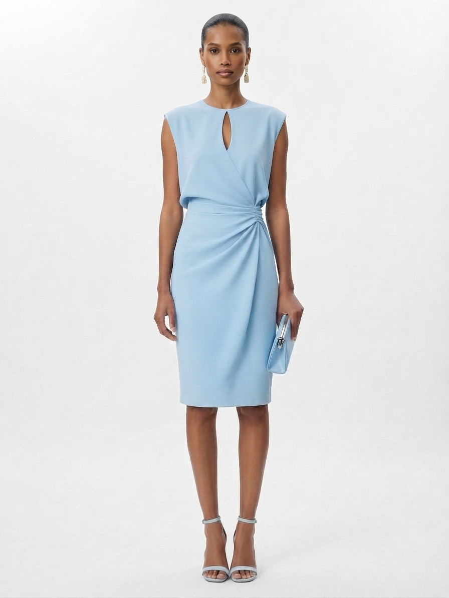 Robe Drapée Élégante à Col Goutte pour Femme