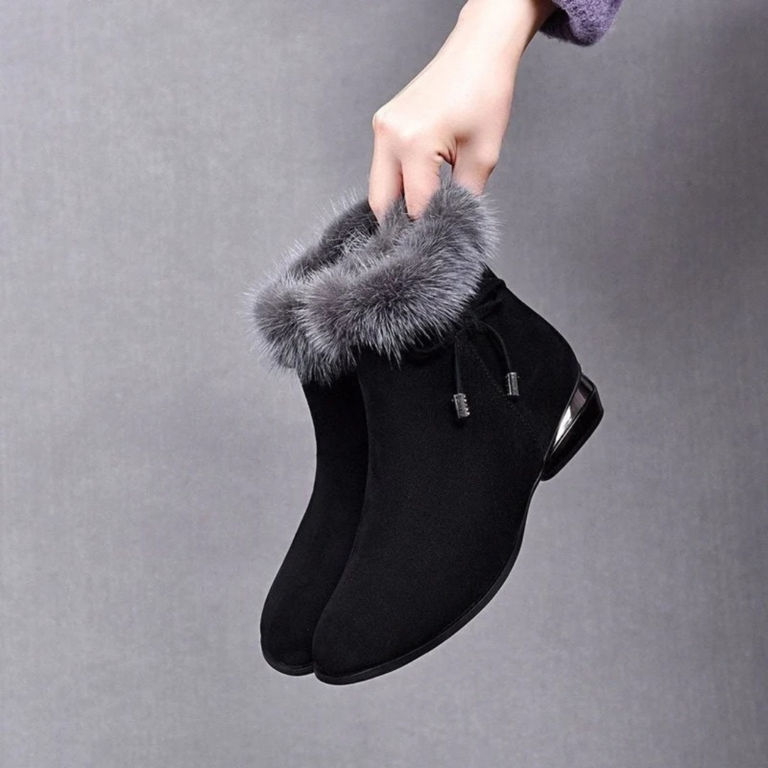 Bottines en Daim Synthétique à Fermeture Éclair pour Femme
