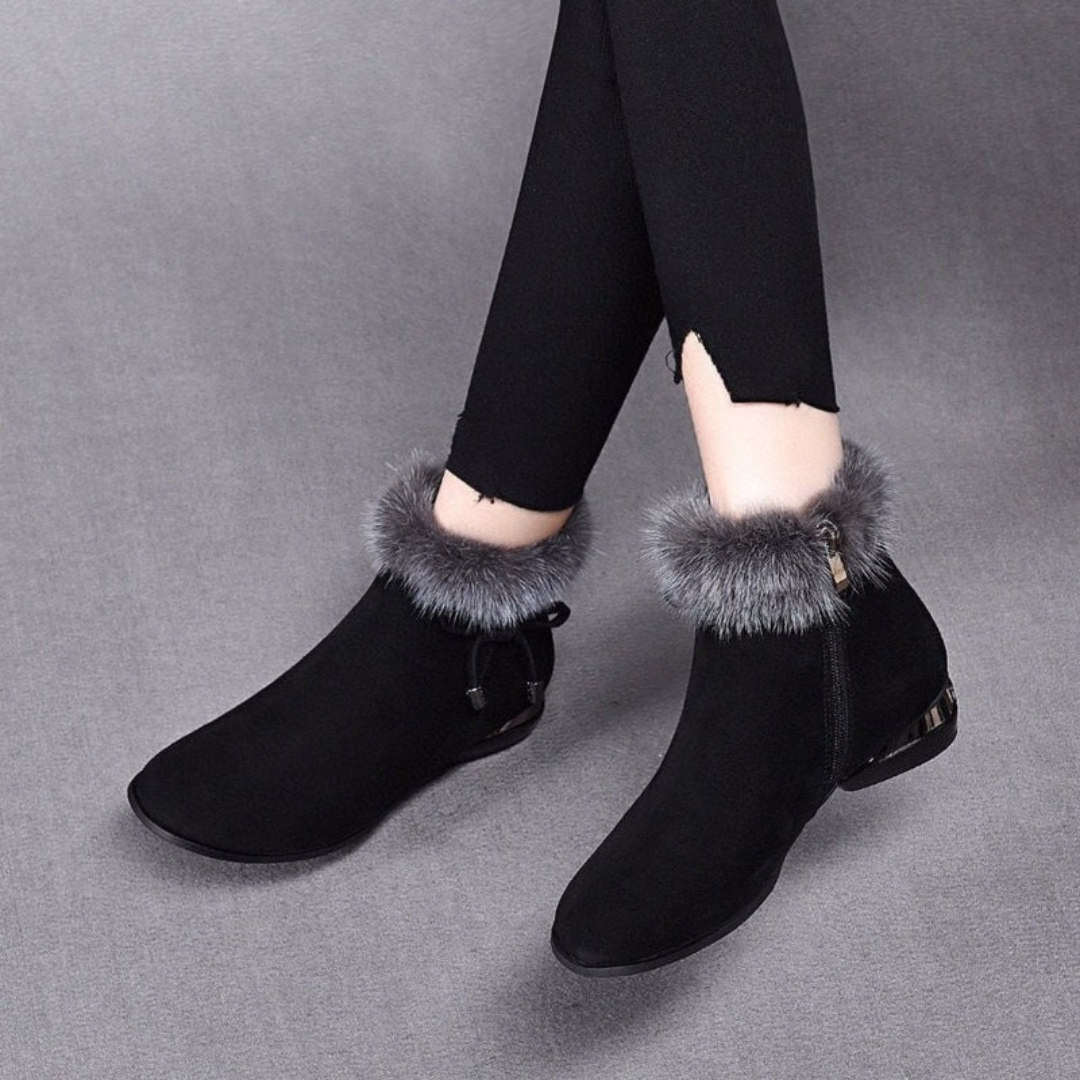 Bottines en Daim Synthétique à Fermeture Éclair pour Femme