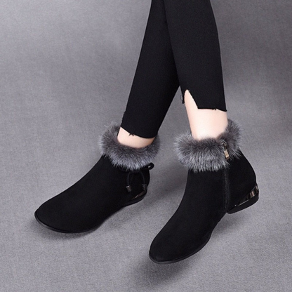 Bottines en Daim Synthétique à Fermeture Éclair pour Femme