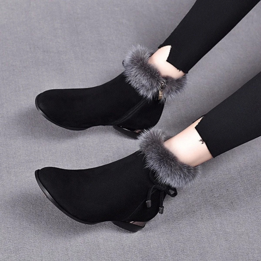 Bottines en Daim Synthétique à Fermeture Éclair pour Femme