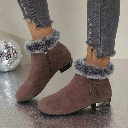 Bottines en Daim Synthétique à Fermeture Éclair pour Femme