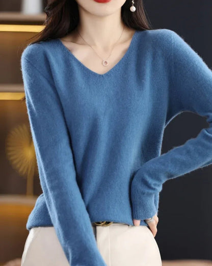 Pull en Maille à Col V pour Femme