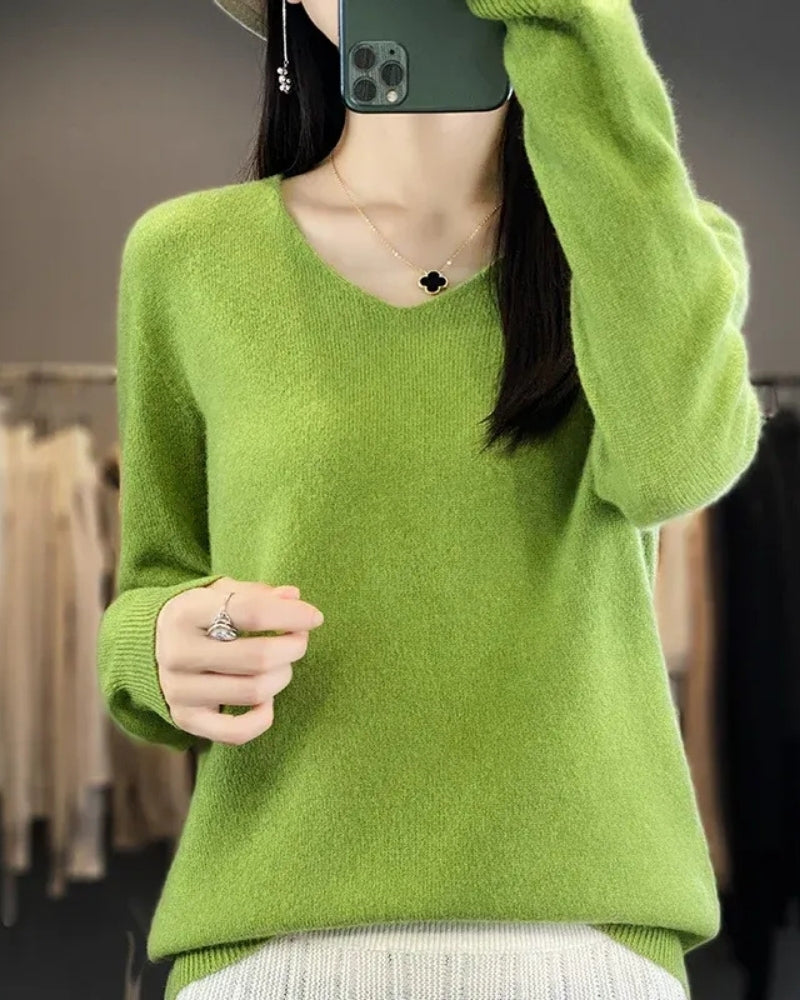 Pull en Maille à Col V pour Femme