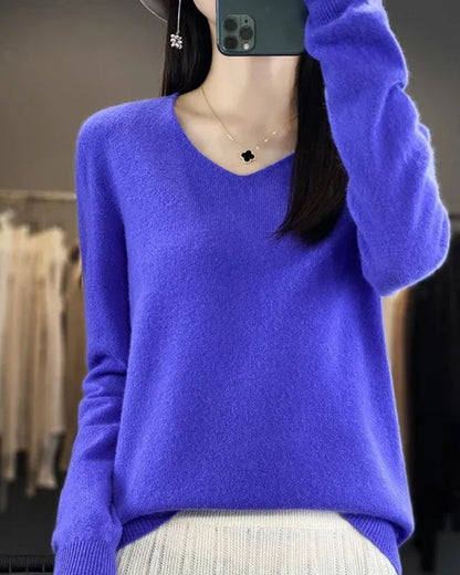 Pull en Maille à Col V pour Femme