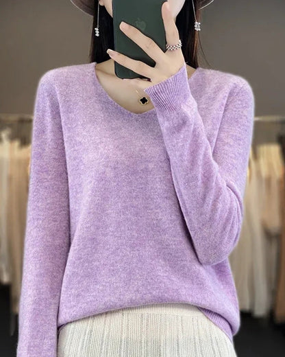 Pull en Maille à Col V pour Femme