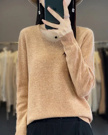 Pull en Maille à Col V pour Femme