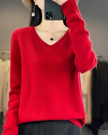 Pull en Maille à Col V pour Femme