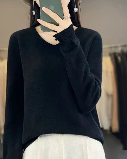 Pull en Maille à Col V pour Femme