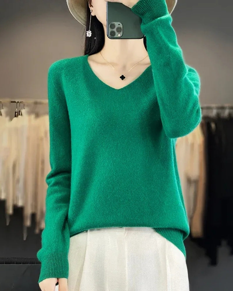Pull en Maille à Col V pour Femme