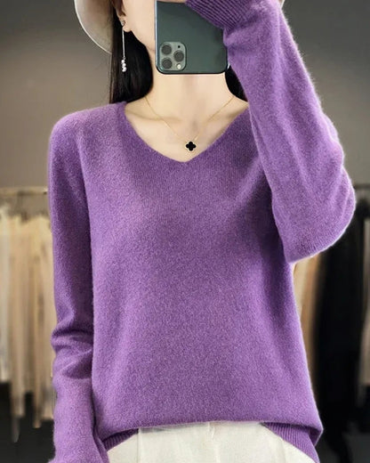 Pull en Maille à Col V pour Femme