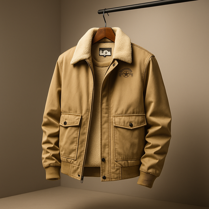 Blouson Aviateur à Col Bordé de Fausse Fourrure pour Homme