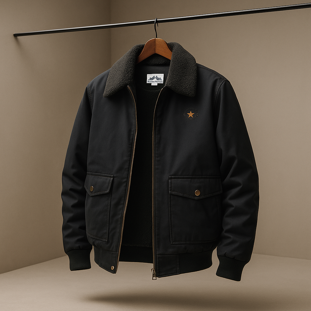 Blouson Aviateur à Col Bordé de Fausse Fourrure pour Homme