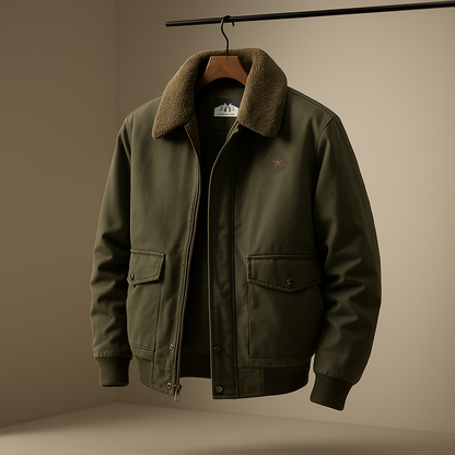 Blouson Aviateur à Col Bordé de Fausse Fourrure pour Homme
