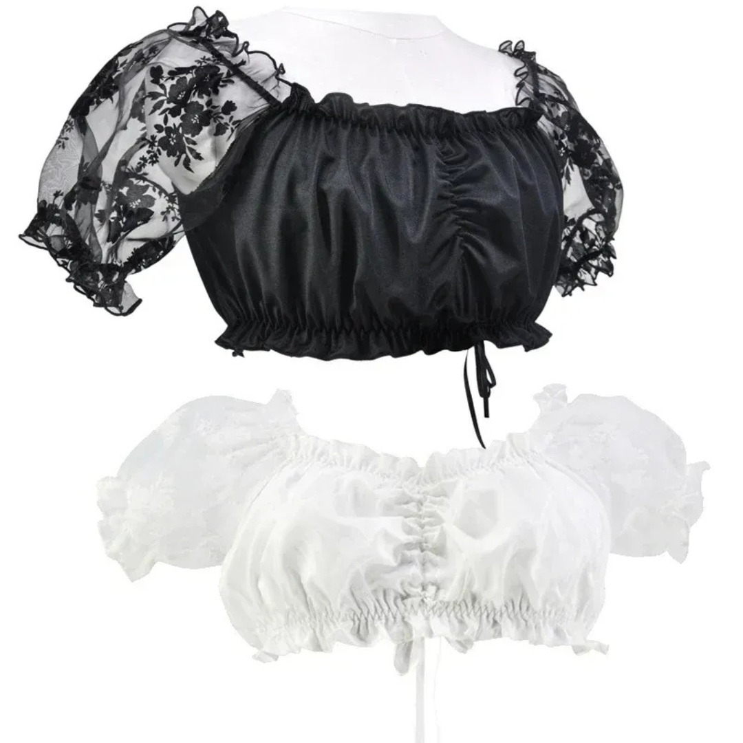 Blouse de Dirndl à Manches Bouffantes pour Femme