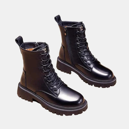 Bottines à Fermeture Éclair Doublé en Noir pour Femme