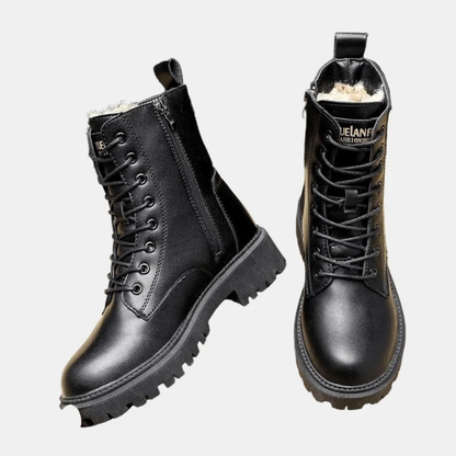 Bottines à Fermeture Éclair Doublé en Noir pour Femme