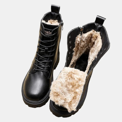 Bottines à Fermeture Éclair Doublé en Noir pour Femme