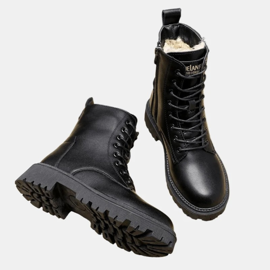 Bottines à Fermeture Éclair Doublé en Noir pour Femme