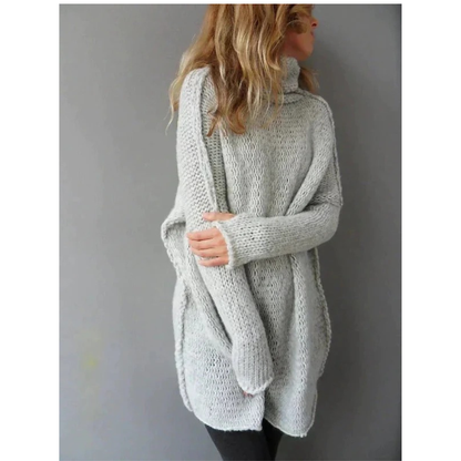 Pull à Col Roulé Coupe Oversize en Gris pour Femme