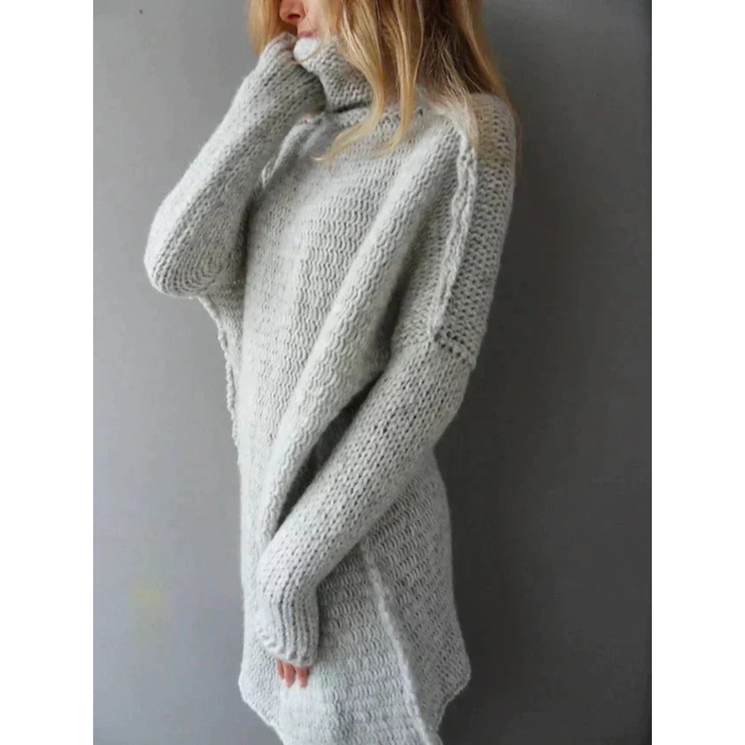 Pull à Col Roulé Coupe Oversize en Gris pour Femme
