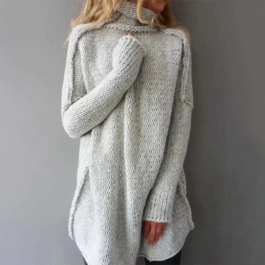 Pull à Col Roulé Coupe Oversize en Gris pour Femme