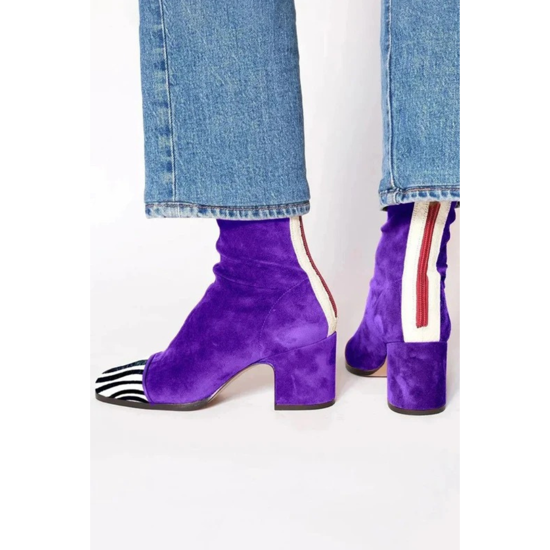 Bottines en Daim Synthétique à Fermeture Éclair pour Femme