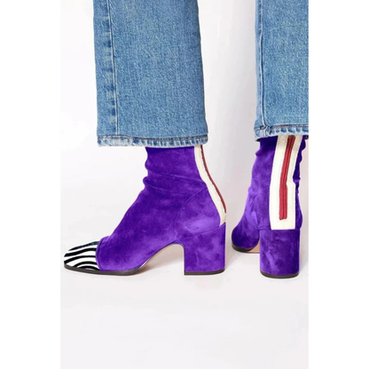 Bottines en Daim Synthétique à Fermeture Éclair pour Femme