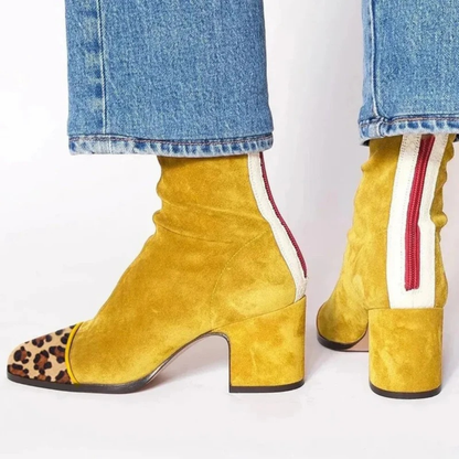 Bottines en Daim Synthétique à Fermeture Éclair pour Femme
