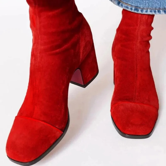 Bottines en Daim Synthétique à Fermeture Éclair pour Femme