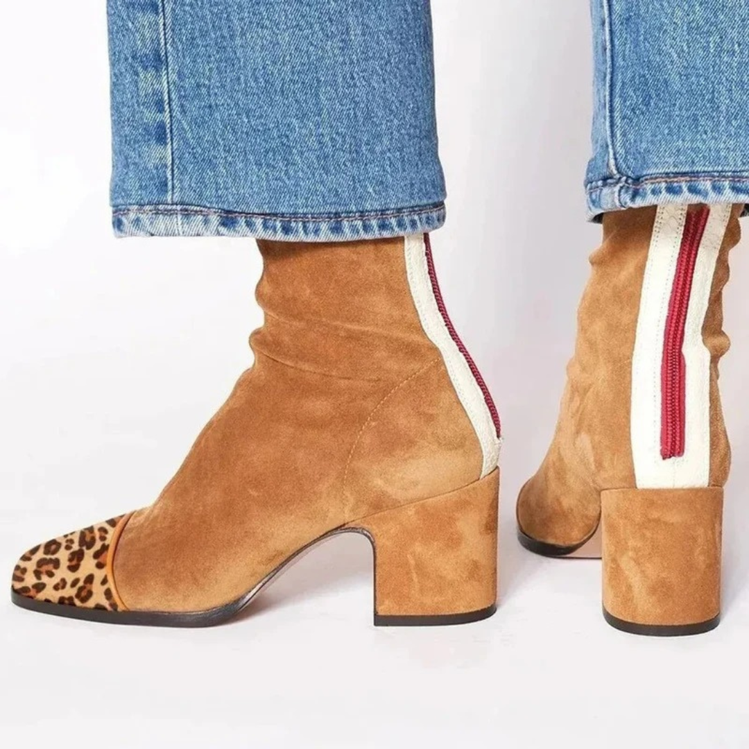 Bottines en Daim Synthétique à Fermeture Éclair pour Femme